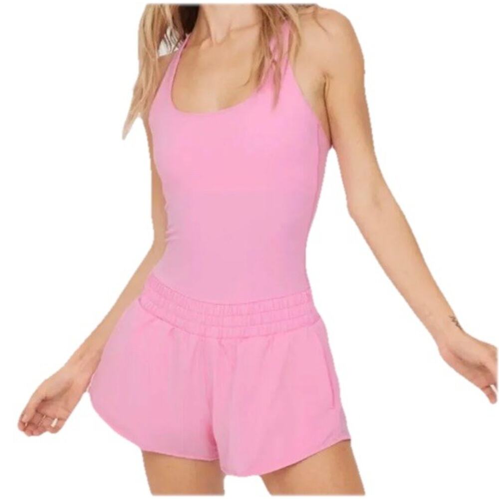 Offline by AERIE Real Me Hot Stuff PINK Athletic Romper Size MEDIUM